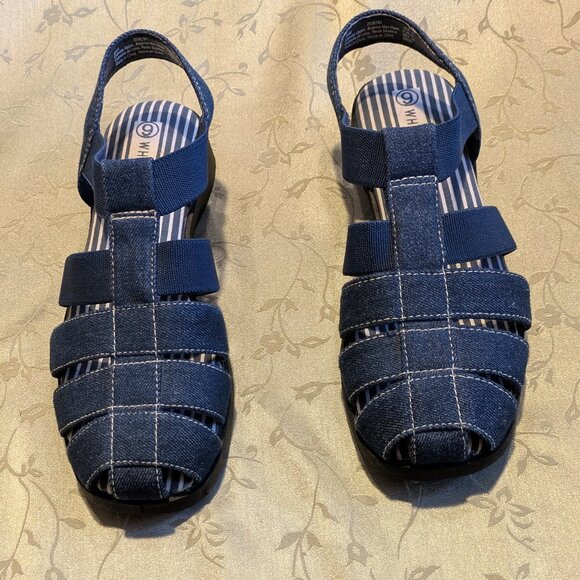 White Stag women's blue denim canvas sling back close toe sandal , size 9 - Picture 1 of 7